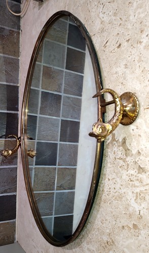 Ancien miroir mural oval - , aux