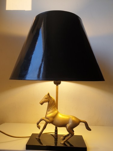 Lampe table cheval bronze - table,