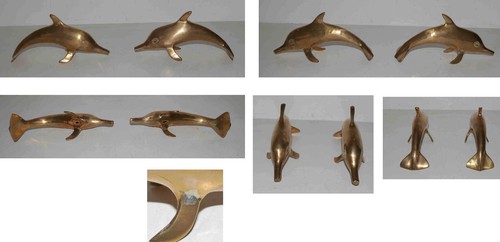 Paire dauphins laiton - paire, de